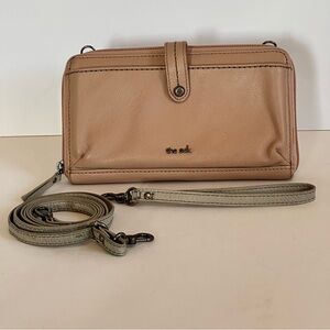 The Sak‎ Leather Crossbody Organizer Wallet Blush Pink Accordion Wristlet